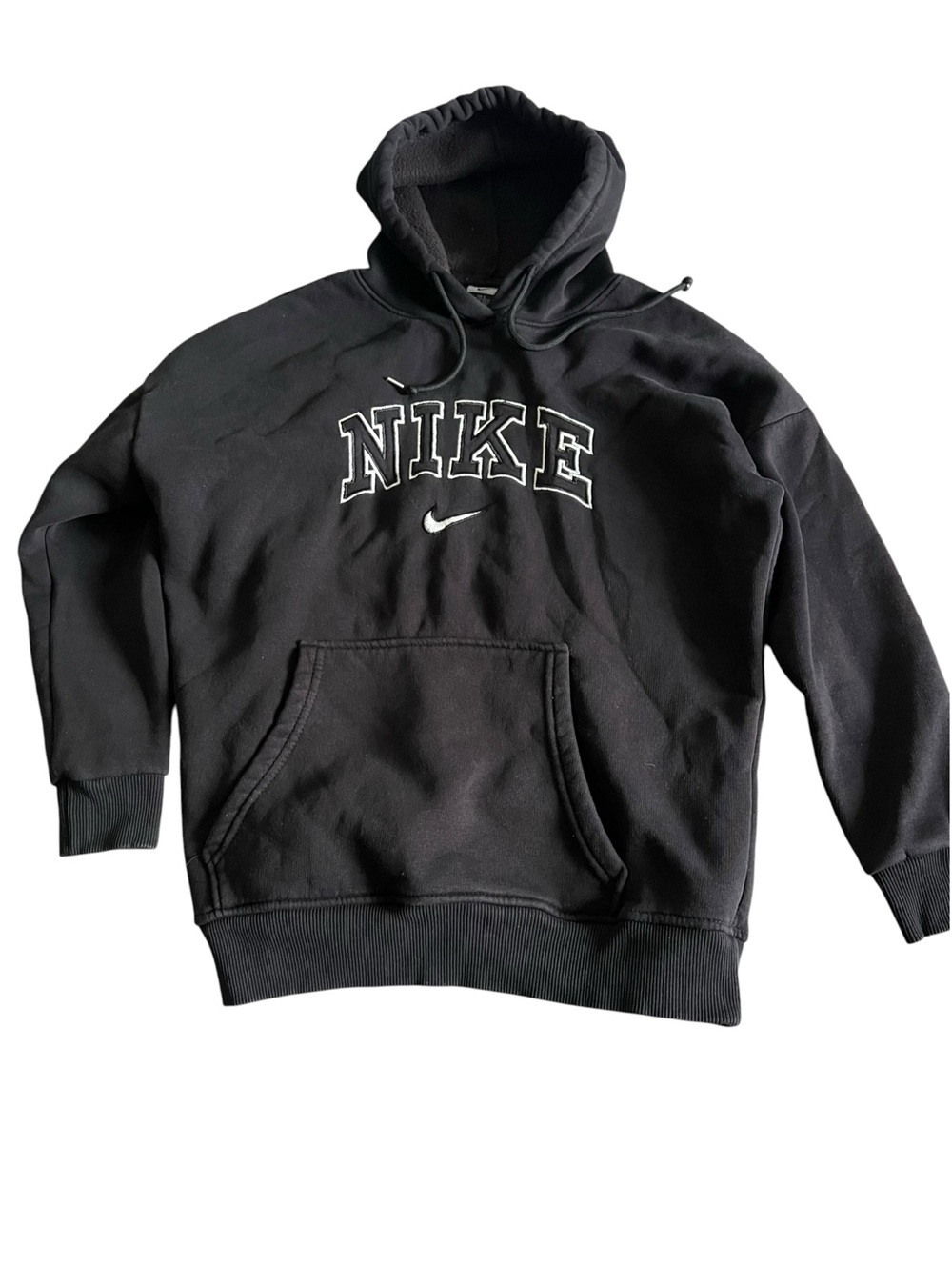 Vintage Nike center swoosh hoodie black L Size (01)